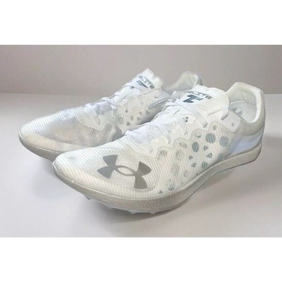 Under Armour Shakedown Elite White Track Field Race Run Spikes Shoes Mens 9.5